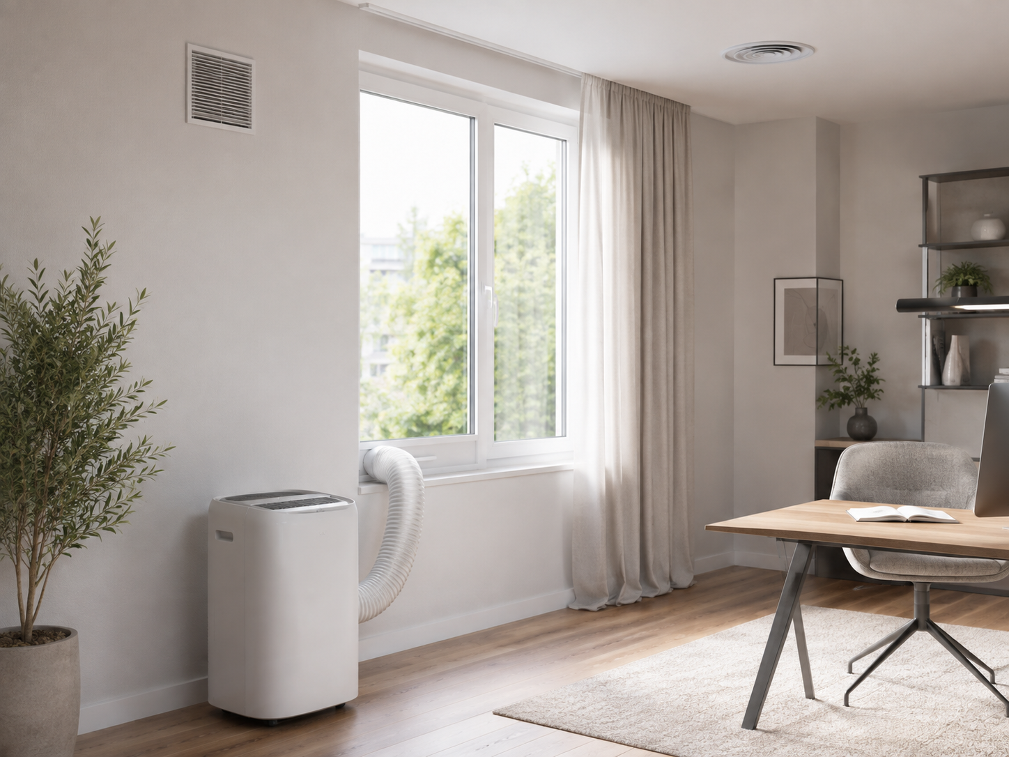 Mobiles Klimagerät und ergänzende Lüftungs- oder Ventilationslösung