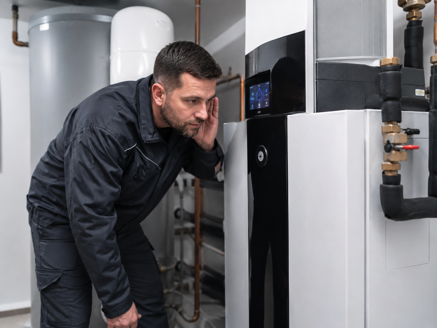 ISARKLIMA Techniker bei Sicht- und Funktionsprüfung einer Klimaanlage in München